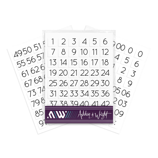 Ashton and Wright - 0-99 Numbered Stickers - 144 Easy Peel Labels - 13 x 13mm 13 x 13 mm