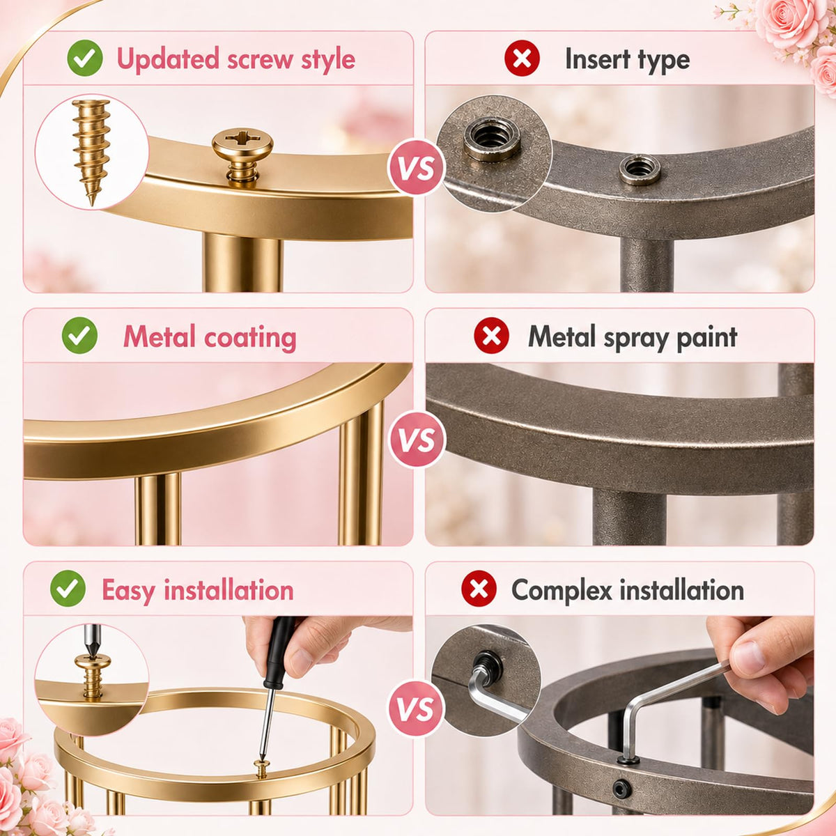 3Pcs Cylinder Stands for Party With 50 Balloons, Gold Cylinder Pedestal Stand, Cilindros para Fiestas Cake pedestal Stand Metal Round Display Plant Stand Tables for Weddings Birthday Decorations