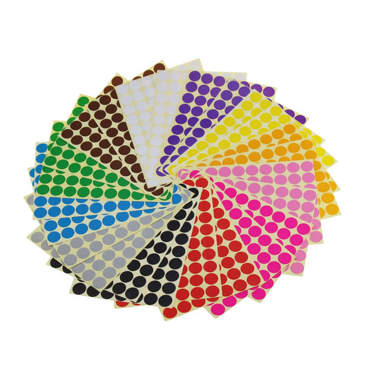 Sticky Color Coding Labels Removable Small Circle Dot Stickers for Classroom Organization Decorations Yard Sale Calendar Planner, 3/4 inch Diameter, 12 Colors, Total 1680 Dots in 24 Sheets