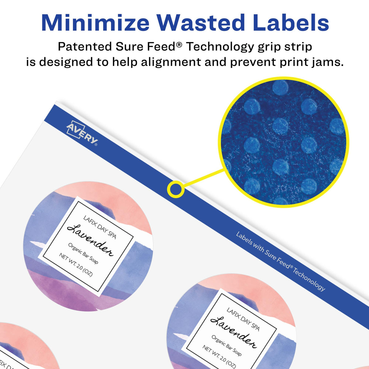 Avery Matte White Removable Round Labels, Sure Feed Technology, Print-to-The-Edge, 1-5/8" Diameter, 300 Removable Labels, Laser/Inkjet Printable 300 labels