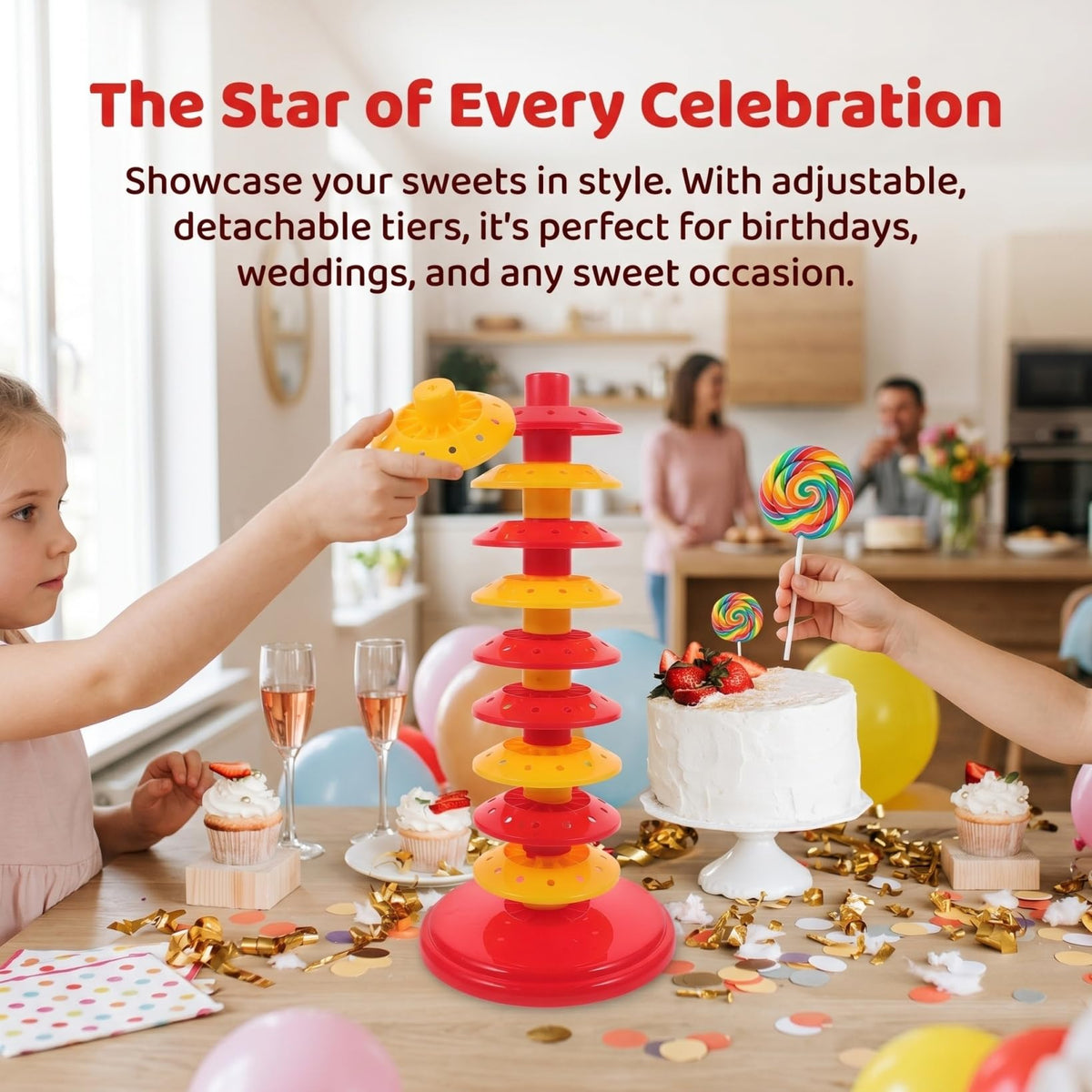 Lollipop Display Stand Tiered Candy Rack Display Stand for Retail Multi-Tier Lollipop Holder Organizer 12.59 X 5.51 X 5.51 in for Weddings Parties Shops 32.00X14.00X14.00CM