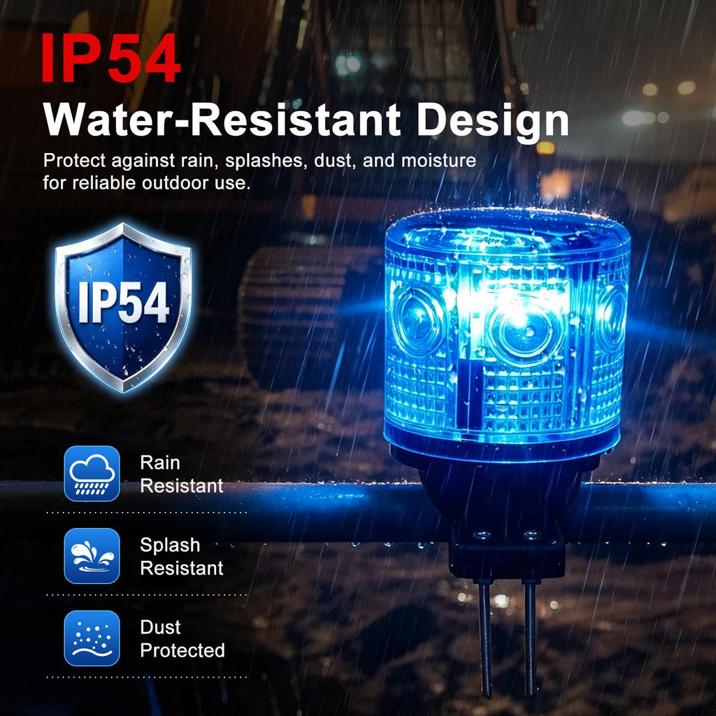 Aolyty Solar Strobe Warning Light, Alternating Red and Blue LED Clamp Base