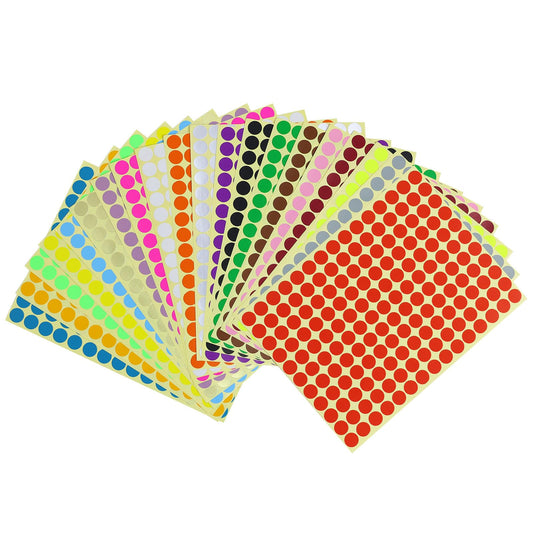 3300 PCS 0.4 Inch(10 mm) Colored Dot Stickers, 20 Colors Round Colored Stickers(165 Pieces Per Color), Circle Coding Labels Assorted by Colors for Toddlers, Students Classroom Office