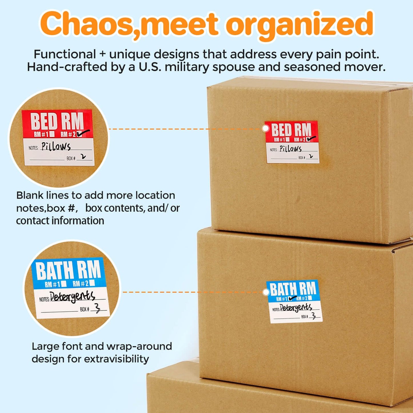 Moving Labels for Boxes 240 PSC Color Coded Labels, Packing Labels for Home Moving. Color Classification is Clear with Writable Notes Areas. Easy to Remove and Leave no Residue