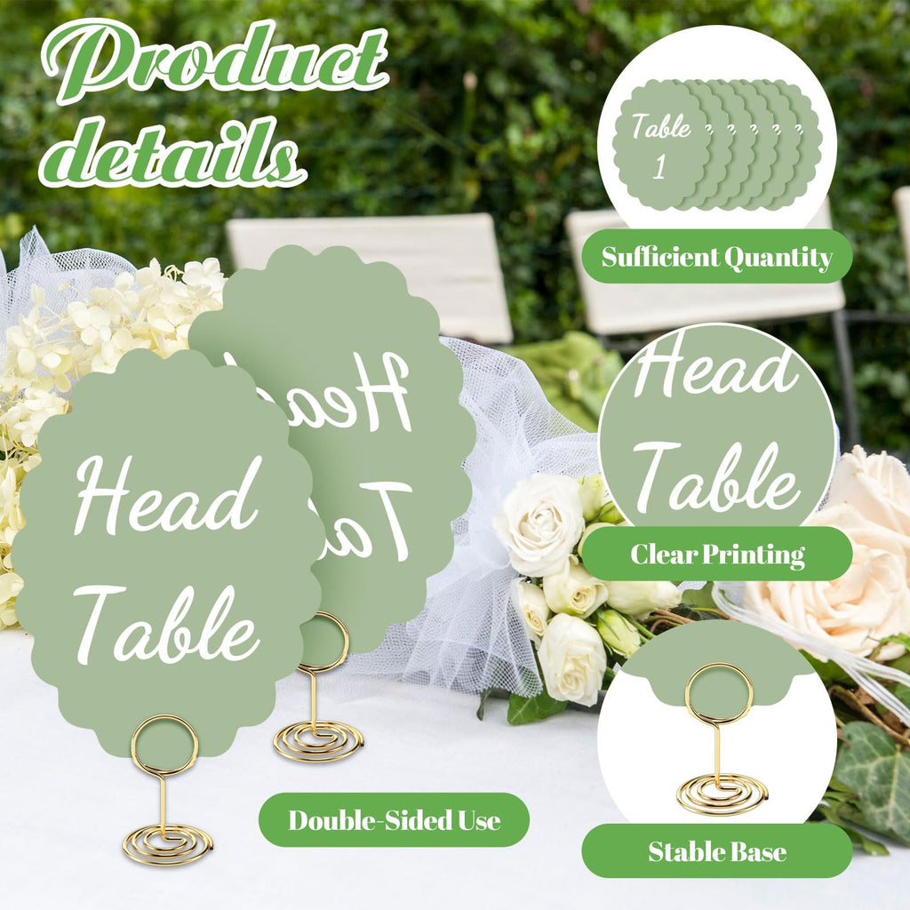 31 Set Table Numbers 1-30 with Stands Wedding,Sage Green Sage Green