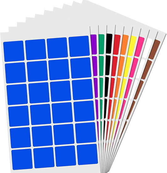 BlackDreams® 1200 Pieces Multicolored Color 25mm (1 Inch) Square Sticker Self Adhesive Labels Writable Surface for Kids Activity , File Classification, Calendar Planner, Organizing (Multicolored)