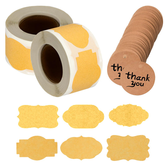 Label Stickers Self Adhesive Brown Labels Writable Gift Labels Spice Stickers Blank for Gifts Bottles Containers Jars