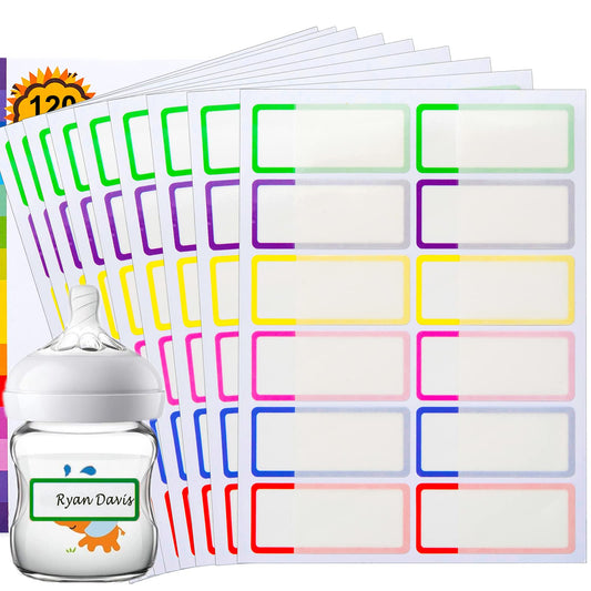 Waterproof Name Labels for Kids Stuff Daycare Labels for Baby Bottles Water Bottle, 120 PCS Kids Name Tag Stickers Name Labels for School Supplies Self-Laminating, Dishwasher Safe, Personalized 10sheets-120pcs