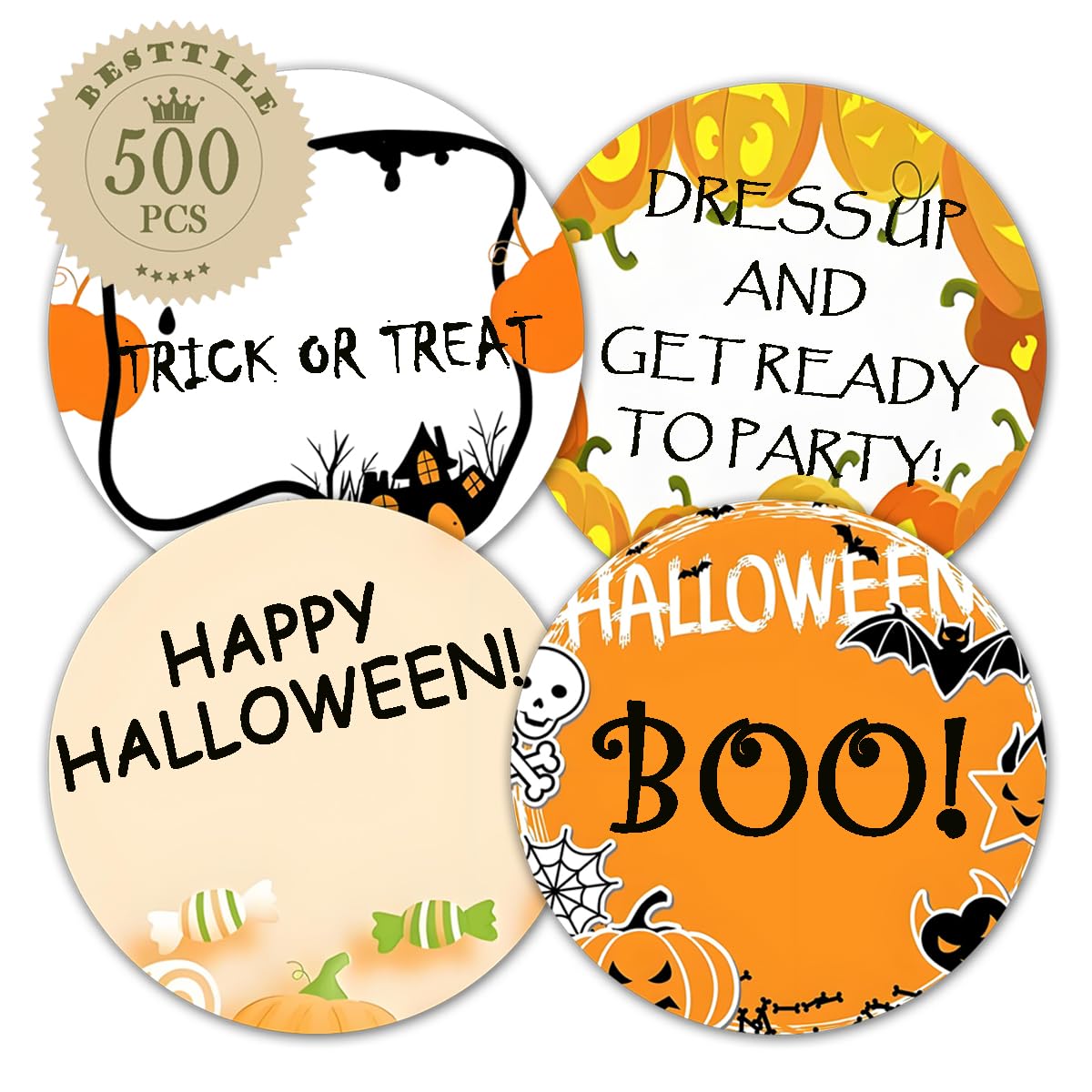 Halloween 2 Inch Thermal Stickers,500PCS Halloween Thermal Labels Halloween Stickers Multi-Purpose Roll Sticker Labels for Home Party Decoration