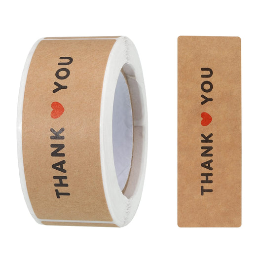 MECCANIXITY 1 Roll Thank You for Stickers 1x3 Inch Adhesive Rectangle Gift Seal Labels for DIY, Business, 120 Count/Roll