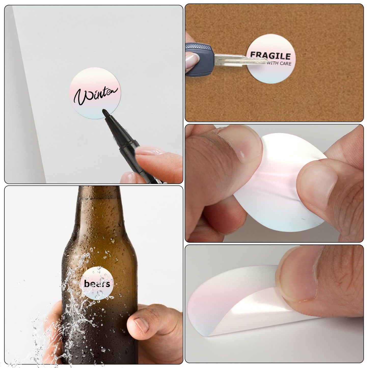 Gradient Thermal Labels Vinyl 1.5 Inch Self Adhesive Round Sticker Waterproof Rainbow Circle Decal Removable QR Code Tag for Business Logo DIY Design Thank Card 500 PCS Red 1.5 Inch Circle