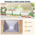 6 PCS Buffet Risers with Table Runner, Food Display Risers for Buffet Table White 3'',4'',5'',6'',7'',8''