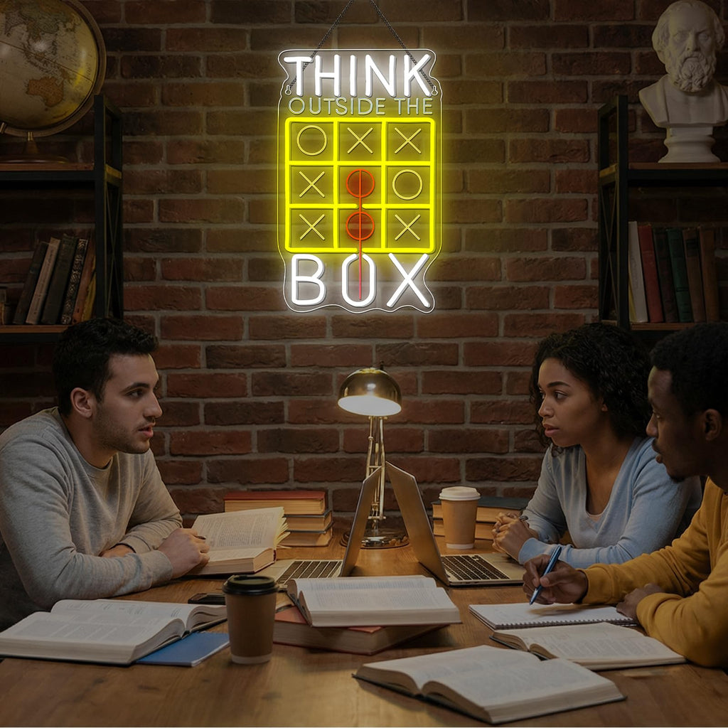 Horseneon Think Outside The Box Neon Sign Classroom Neon Light for Student