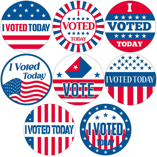 1000 Pcs I Voted Today Stickers Round Self Adhesive Labels, 500 Patriotic Stickers on a Roll, Red, White, Blue, 8 Designs for 2025 Election Day Campaigns Voting Supplies (1.5 Inch) 1.5 Inch 1000