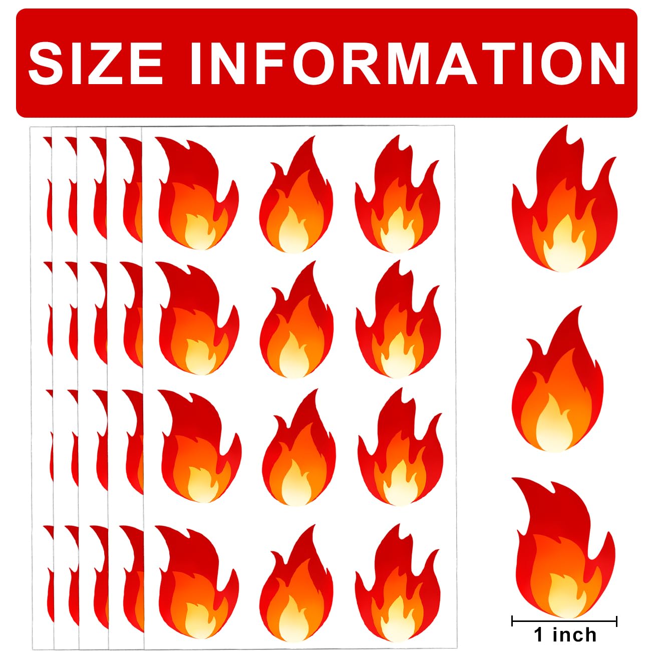 Fire Vinyl Stickers 1 inch Red Flame Stickers HOT Imprint Flame Labels or Teenager Adult Scrapbooking Art Craft Supplies 240pcs