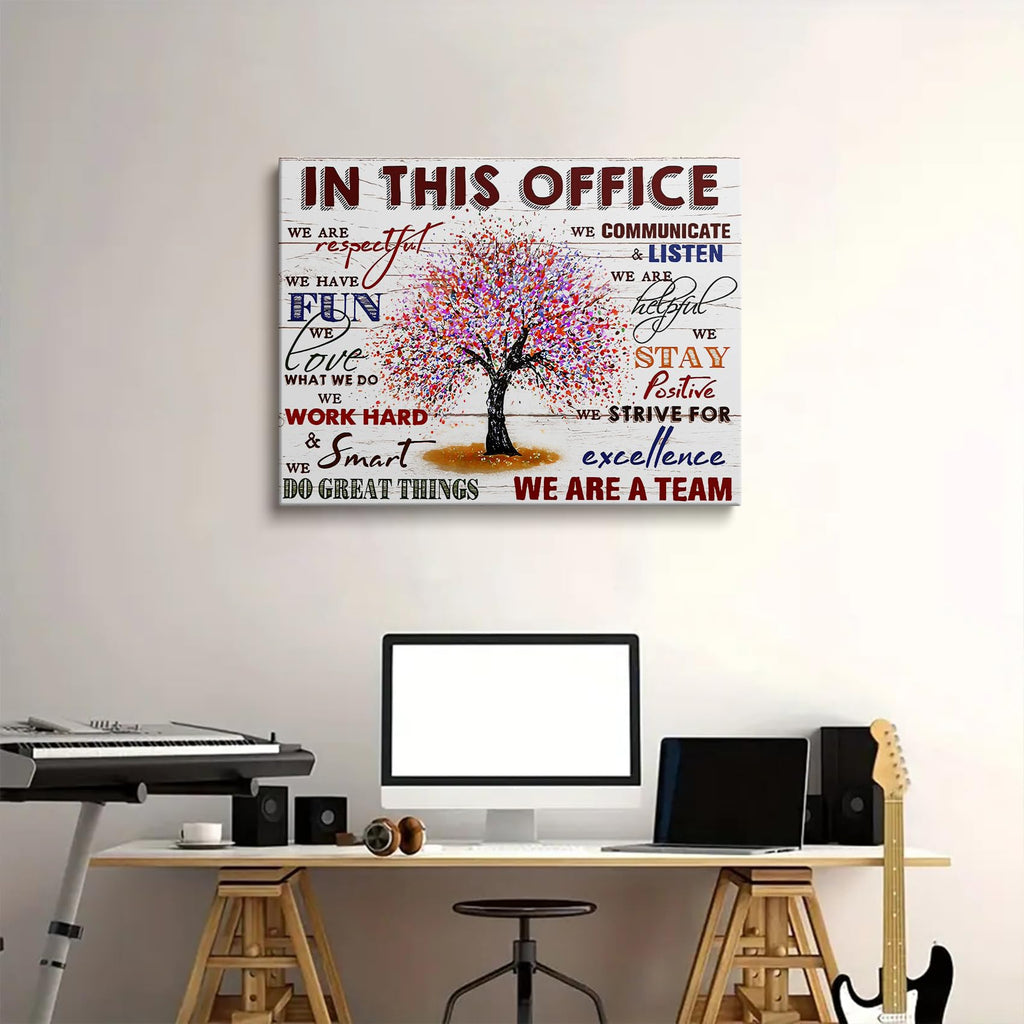 HDXUFJQ Office Inspirational Wall Art In This Office Canvas Wall Decor Team Rules Motivation Positive Quotes Pictures Prints Teamwork Painting for Home Office Ready to hang(12"x16") In this office (white) 16"L x 12"W
