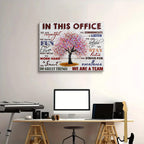 HDXUFJQ Office Inspirational Wall Art In This Office Canvas Wall Decor Team Rules Motivation Positive Quotes Pictures Prints Teamwork Painting for Home Office Ready to hang(12"x16") In this office (white) 16"L x 12"W