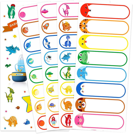Baby Bottle Labels for Daycare,64Pcs Waterproof School Name Labels for Kids,Daycare Name Tag Label Supplies Multicolor