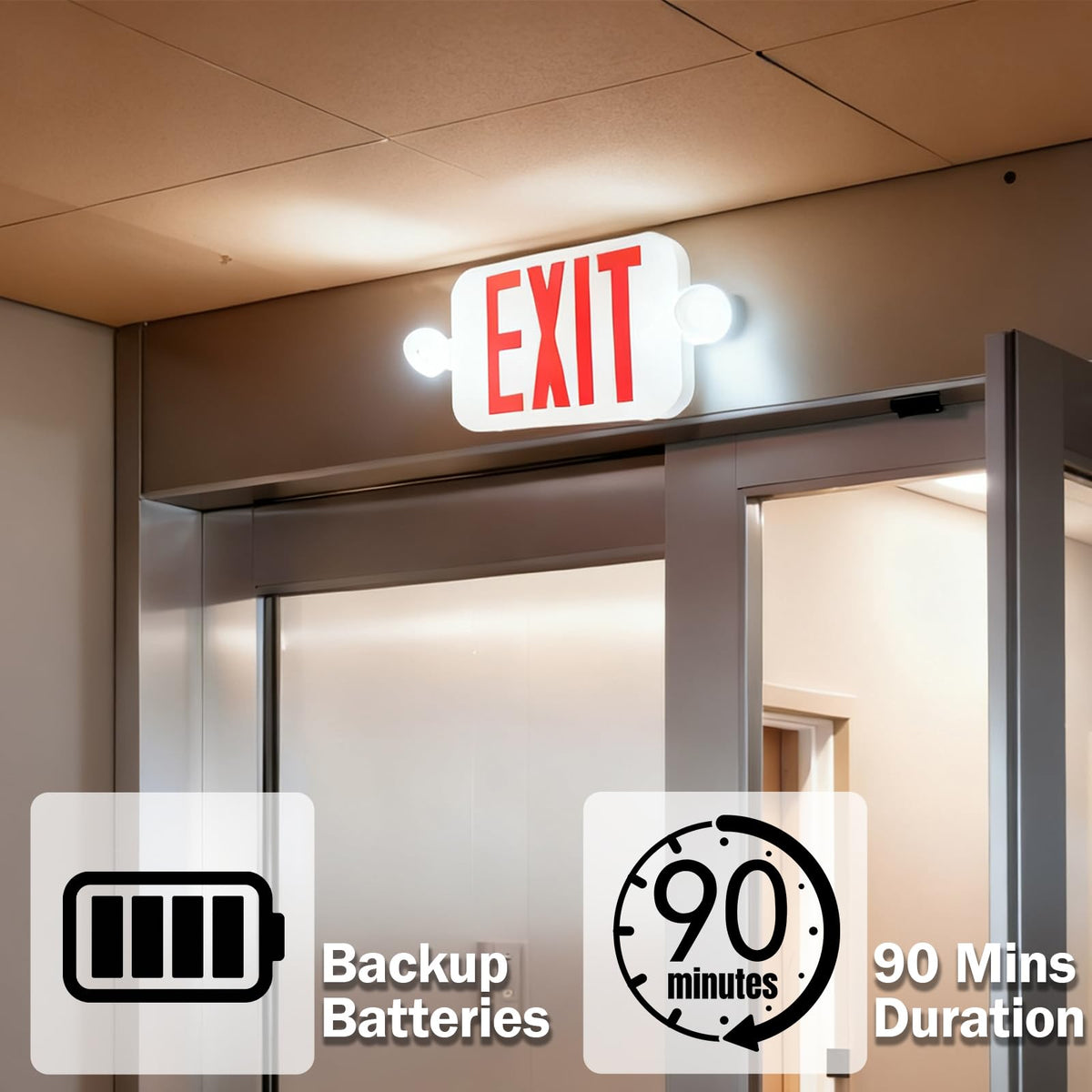 LIT-PaTH Exit Sign with Emergency Light, Battery Backup, 1 Pack 1-Pack