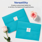 Avery Matte White Square Labels Bundle with Sure Feed - 1" x 1" 1,200 Labels & 3/4" x 3/4" 2,000 Labels