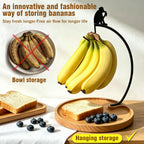 Banana Holder Stand with Wood Fruit Tray,Stand for Countertop,14.9" height Monkey