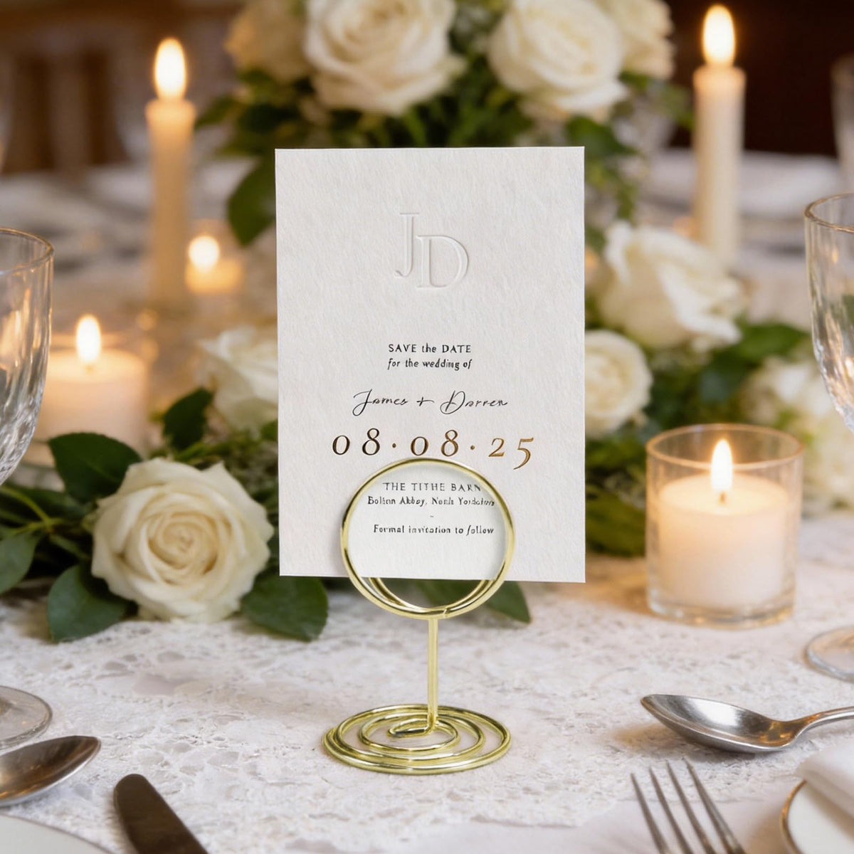 Table Number Holders, 24PCS Mini Place Card Holders-Gold