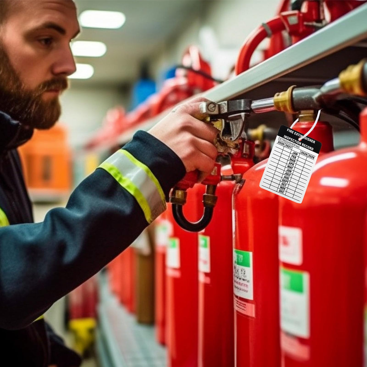 100 Pack Aluminum Fire Extinguisher Tags Monthly Inspection, 2027-2030 100