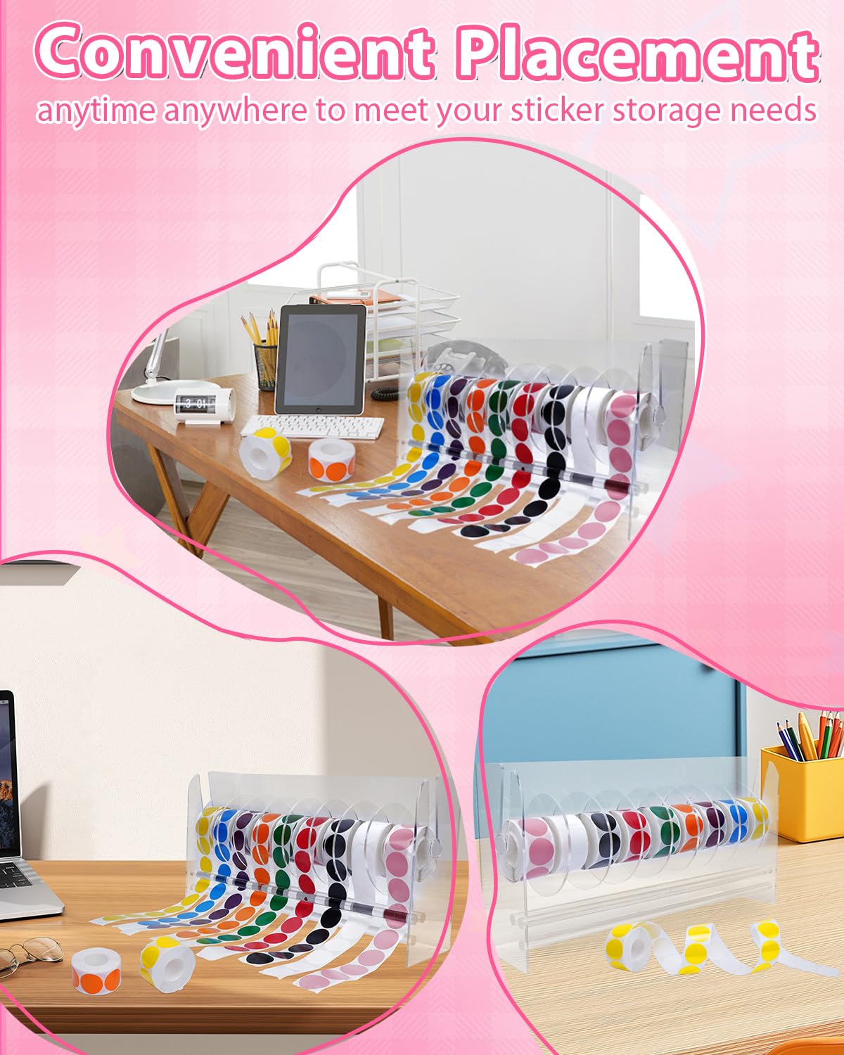 UCEC 9 Disks Sticker Roll Dispenser, Acrylic Label Sticker Holder