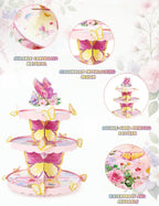 WERNNSAI 3-Tier Butterfly Cupcake Stand Cardboard Dessert Tower Butterfly A