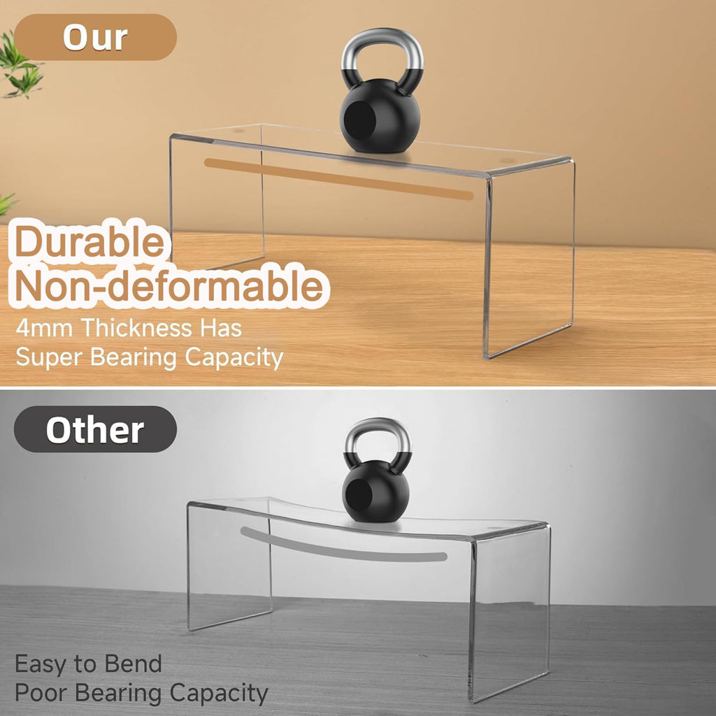 MerryNine Clear Acrylic Risers Display Stands Multi-Size Rectangular-4mm-8pcs