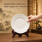 12 Inch Wooden Display Stand Folding Wood Plate Stand Frame, Decorative Plate Holders Stands for Display Pictures, Cookbooks, Birthday, Home, Party, Table Easel Display (Burgundy) Burgundy