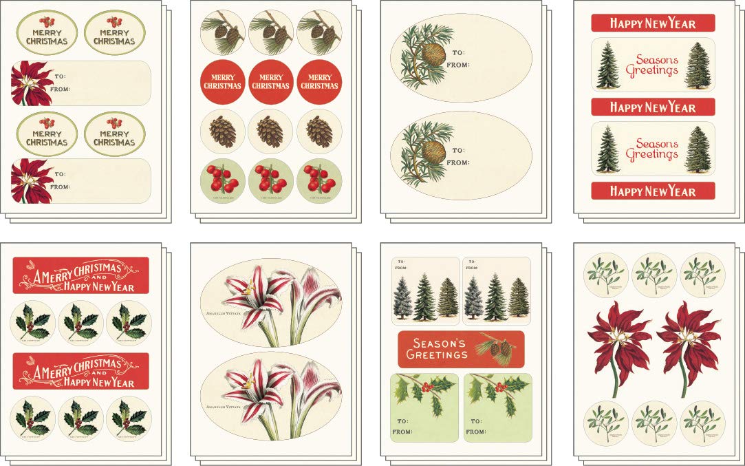 Cavallini & Co. Botanica Christmas Sticker Set, Assorted