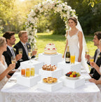 6 Pcs Acrylic Buffet Risers and Stand Food Risers with Mini Sign and Marker