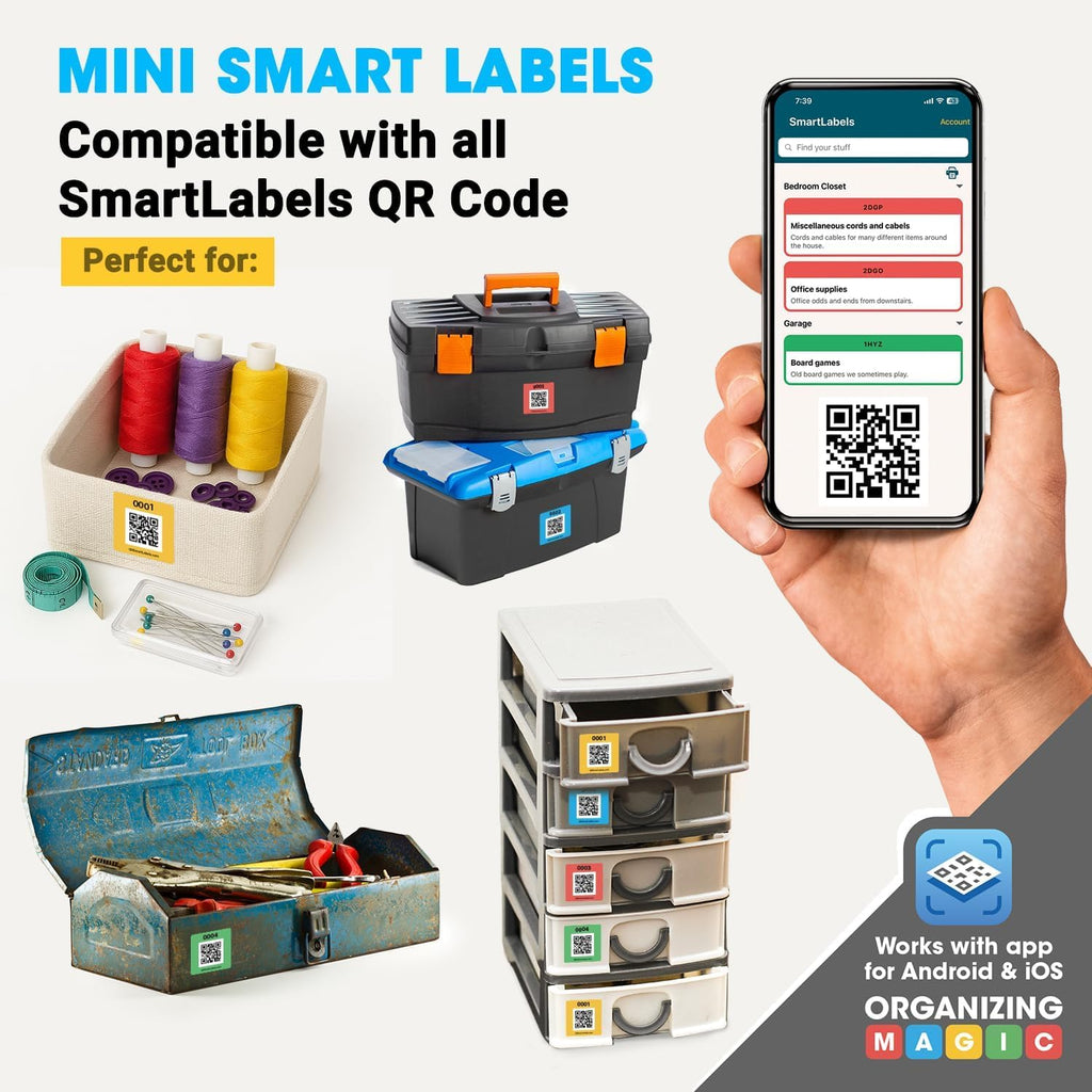 SmartLabels - Mini 1.5" QR Code Labels for Storage, Organization, & Moving