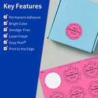 Avery Printable Round Labels, Sure Feed Technology, 1-2/3" Diameter, Bright Pink Labels, Print-to-The-Edge, Laser/Inkjet Printable, 400 Total, Great for Stickers and Candles 400 Labels