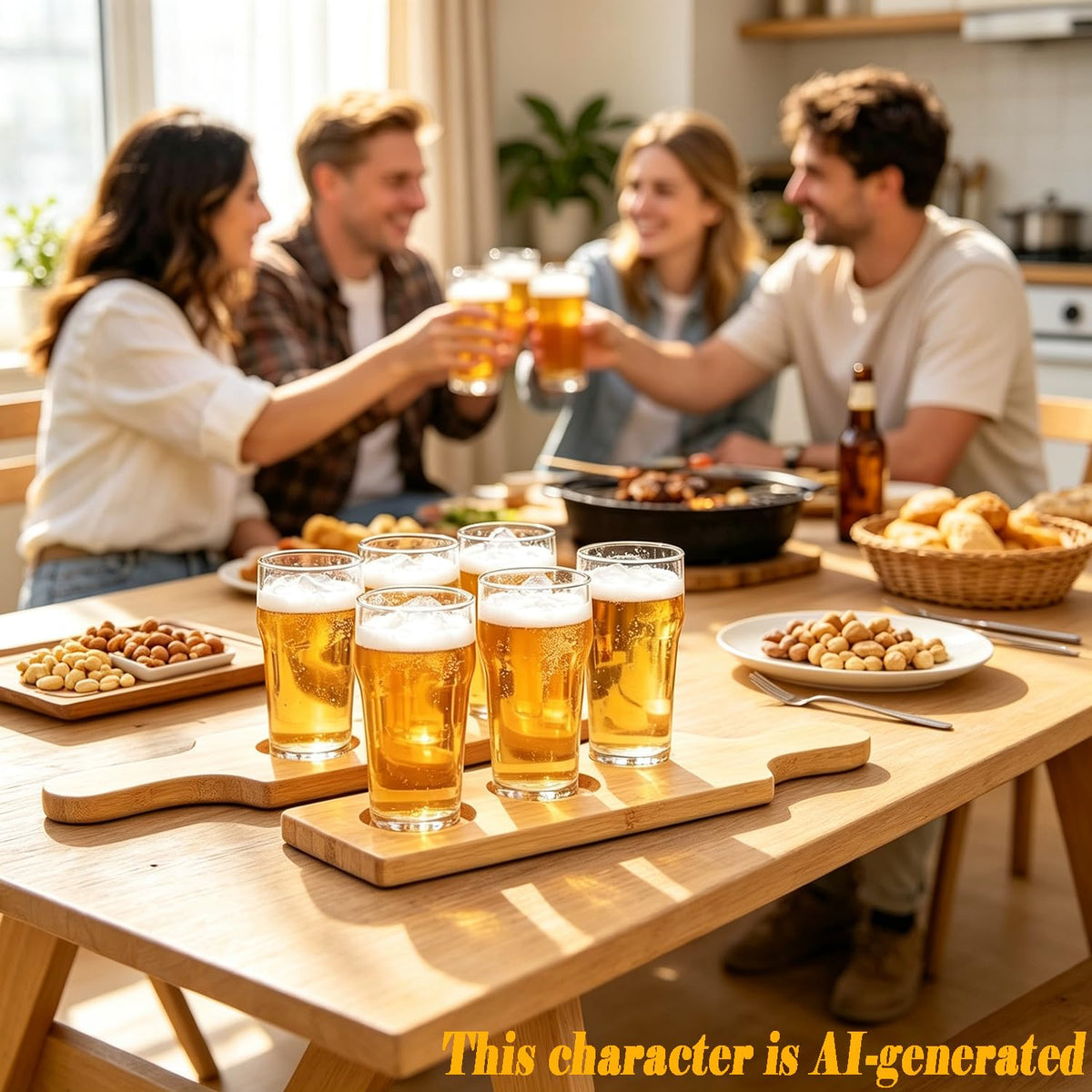 Bamboo Serving Board Beer Flight Tray for Brewery Tasting & Bar