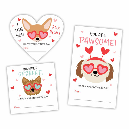 Valentine's Day Sticker Set - Puppy Theme - 3 Different Shape Self-Adhesive Label for for Kids & Adult, Goodie Bags, Gift Box, Cards, Envelope Seals, Classroom Gift Tags(45 Pcs)- A11 Puppy Sticker Set