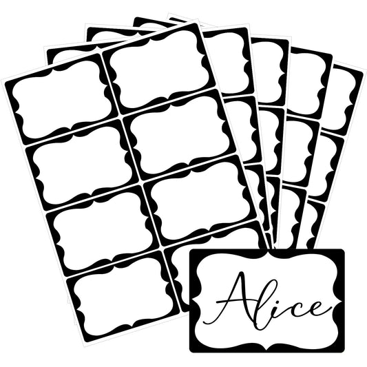 Black Name Tags,2"x 3" Name Tag Stickers with Black Border 200 Pcs Adhesive Name Tags Sticker Name Badges Labels for Christmas, School, Office, Home, Party, Conferences
