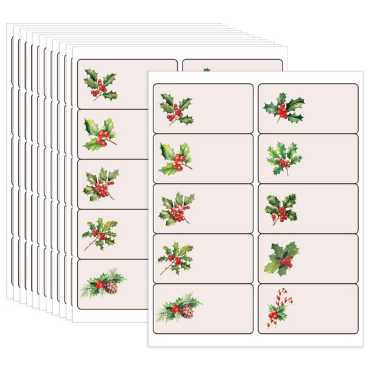 300 Pieces Christmas Address Labels 2 x 4 Inches Printable Christmas Address Labels Mailing Labels Compatible with Laser and Inkjet Printer 2x4 inches Holly Berries