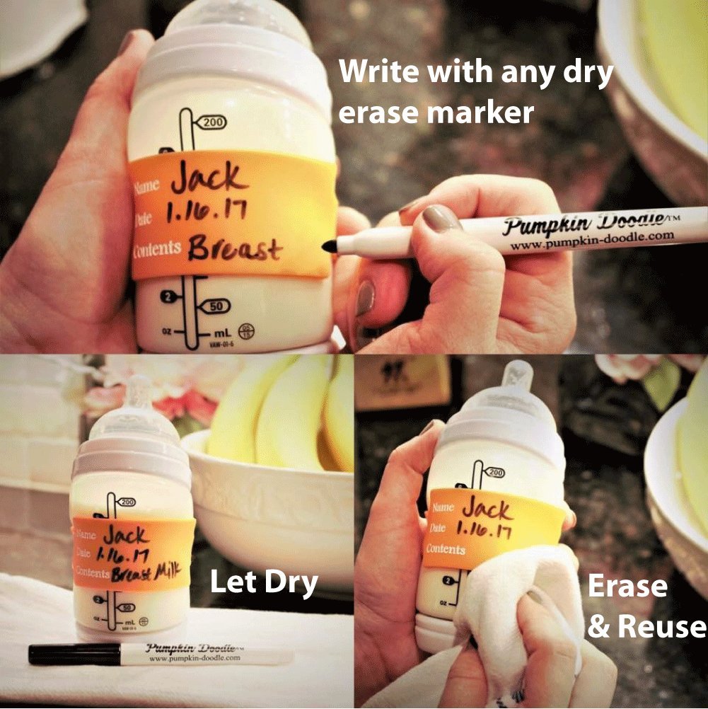 Pumpkin Doodle The Original Write and Reuse Baby Bottle Labels for Daycare Standard Multi