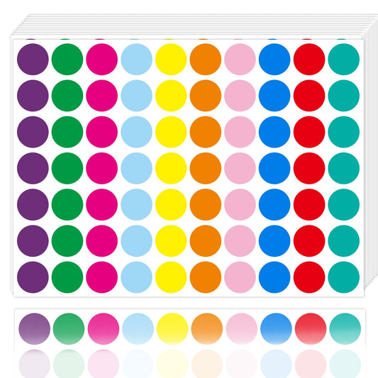 1400 PCS Dot Stickers 3/4" Color Round Circle Coding Label 10 Colored Dot Stickers for Toddlers, Classroom, Papers, Market Etc Colorful 3/4 INCH