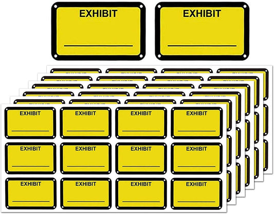 300 Pcs Legal Exhibit Stickers 1.65 x 1 Inches Fluorescent Yellow Color-Coded Exhibit Labels Name Tag Stickers Blank File Folder Labels for Offices Courts Legal Documents Report Dividers Whiet Yellow 1 x 1.65"