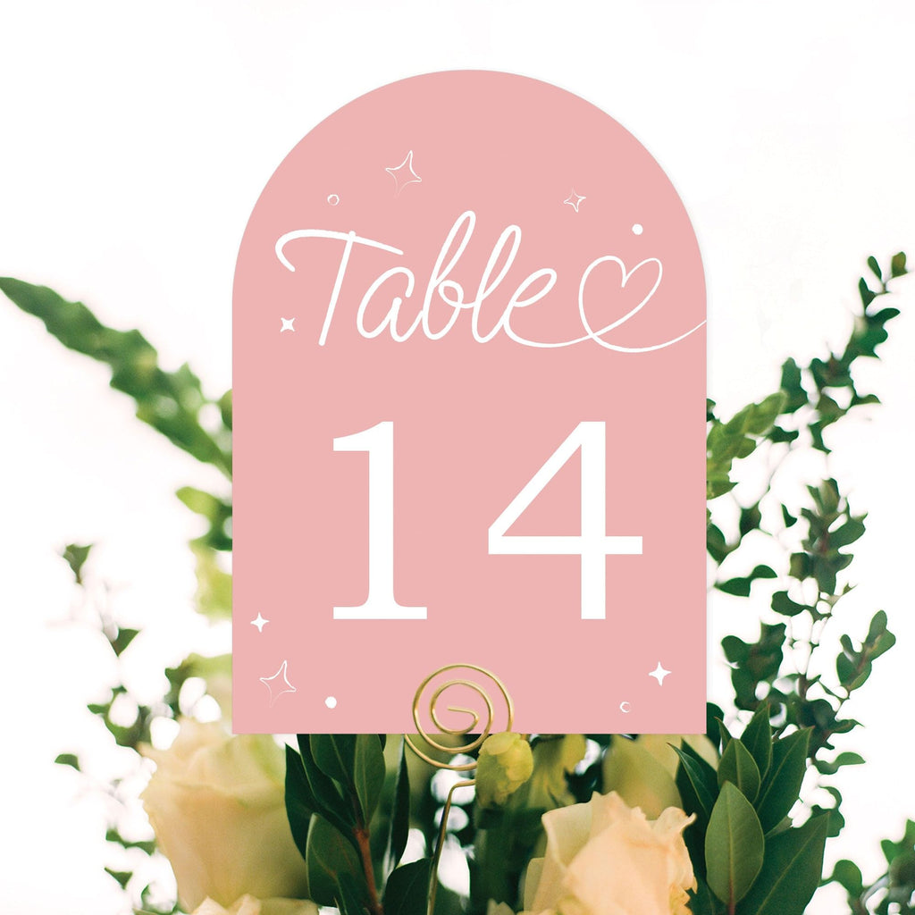 Big Dot of Happiness Wedding Hearts Pink Table Numbers, Engagement and Anniversary Party Decor, Wedding Centerpieces, Double-Sided 5 x 7 inches Cards, Table Numbers - 1-20