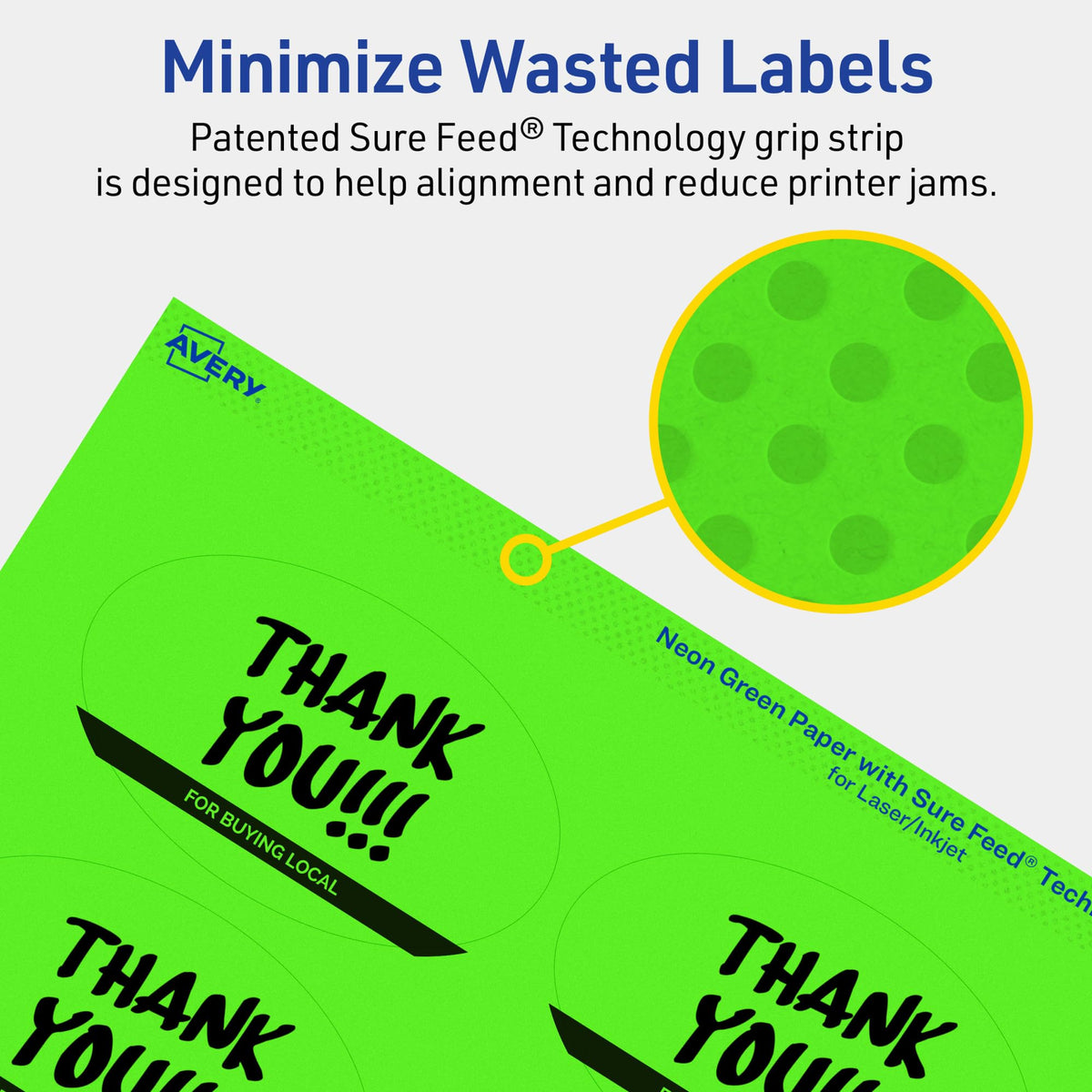 Avery® Printable Oval Labels, Sure Feed® Technology, 2" x 3-1/3", Neon Green Labels, Print-to-The-Edge, Laser/Inkjet Printable, 160 Total, Great for Soaps and Candles 160 labels