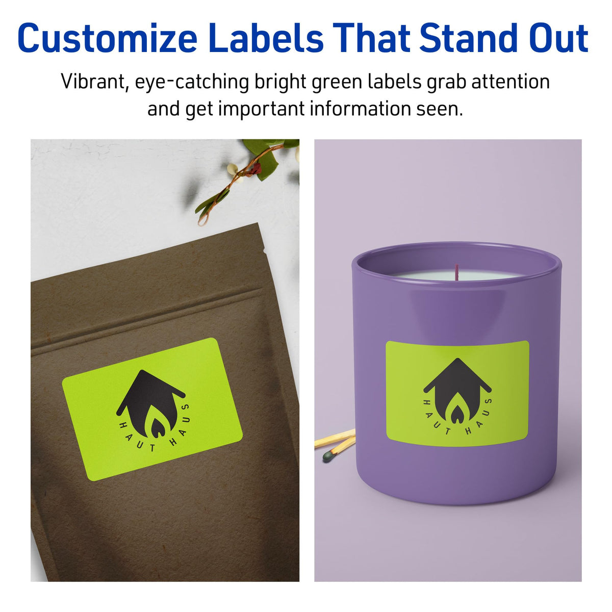 Avery Printable Rectangle Labels, Sure Feed Technology, 2" x 3", Bright Green Labels, Print-to-The-Edge, Laser/Inkjet Printable, 640 Total, Great for Mailing and Candles 640 labels
