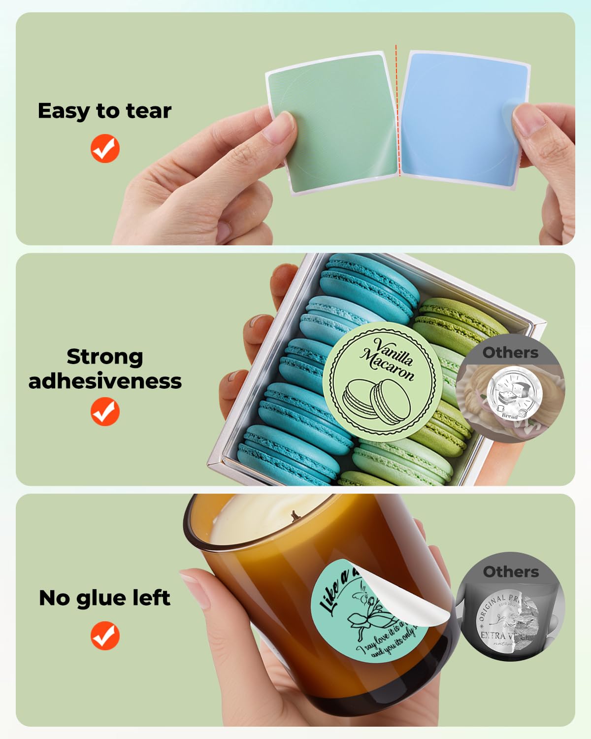 2 Inch Round Thermal Labels+Label Holder for Rolls and Fanfold Labels