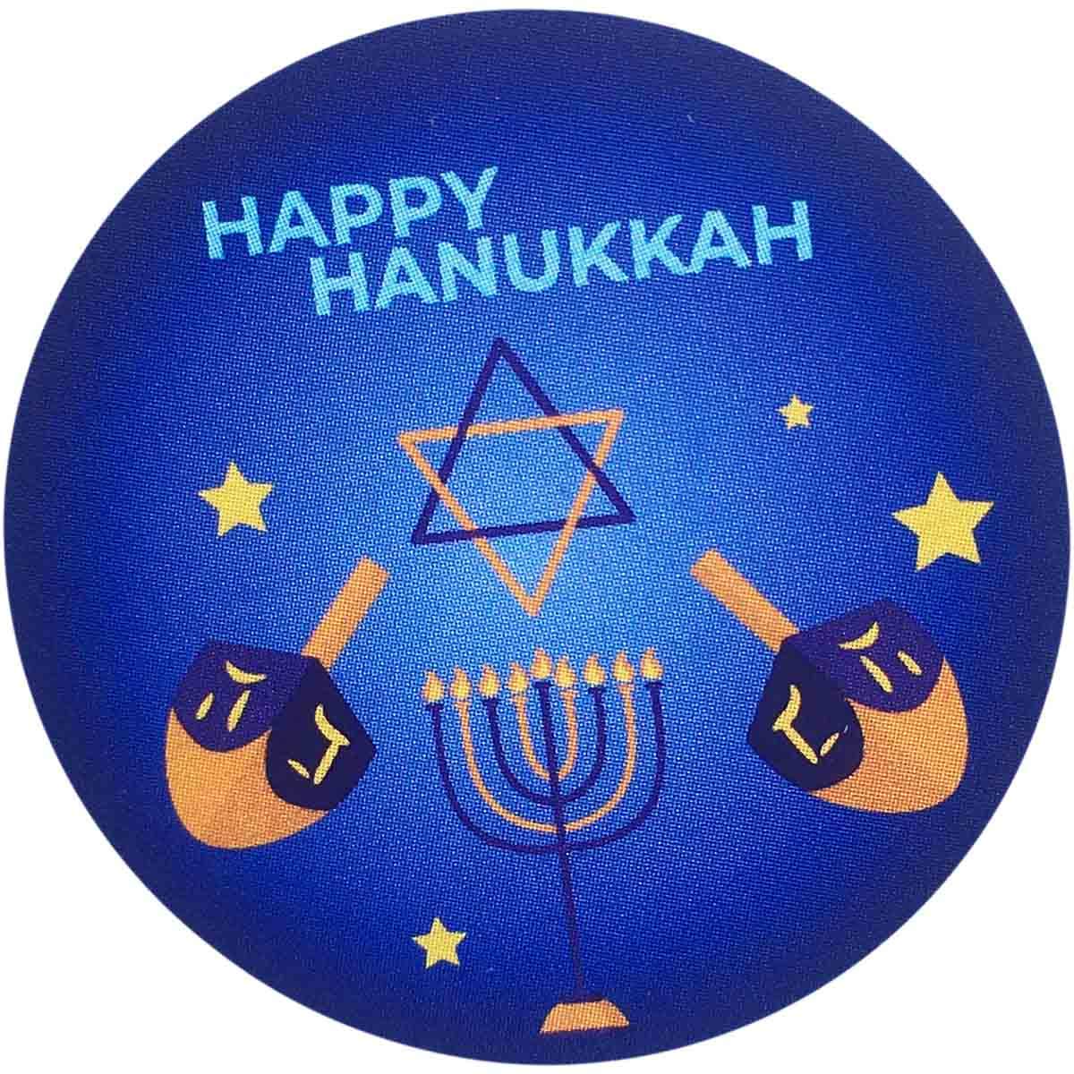 Happy Hanukkah Vibrant Blue and Gold Labels – Set of 100 Adhesive Holiday Stickers, 4 Unique Hanukkah Designs for Festive Gift Wrapping, Made in The USA
