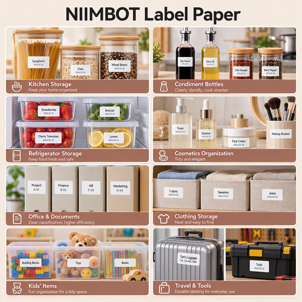 NIIMBOT 2 Rolls Thermal Labels, 1.57" x 0.79"(40x20mm) Waterproof Oil-Proof
