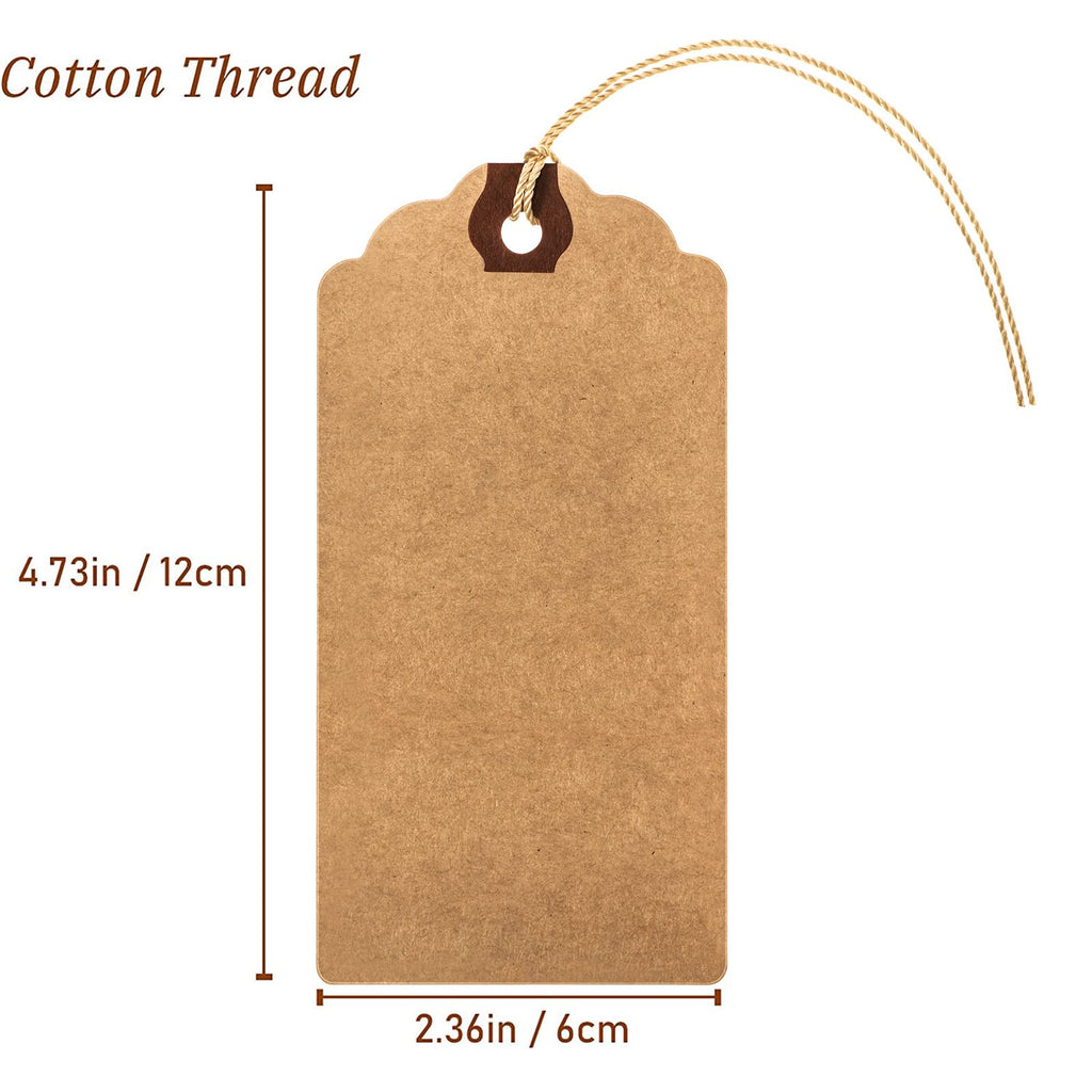 Outus 60 Pcs Blank Large Paper Gift Tags, Brown, 4 3/4" X 2 3/8" 4 3/4" X 2 3/8"