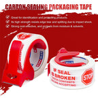 6 Pack Stop Sign Sealing Tape Pre-Printed IF Seal is Broken Check Contents Before Accepting 2 Inch x 110 Yards, Total 660Y, Heavy Duty Packing Tape with Dispenser for Moving and Shipping 6